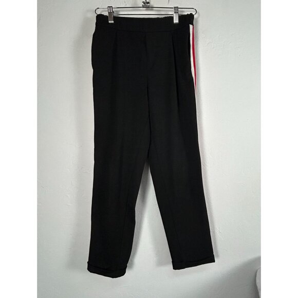Zara Trafaluc Women's Black Ankle Pants Small Red White Side Stripe Sporty Chic - Picture 1 of 9